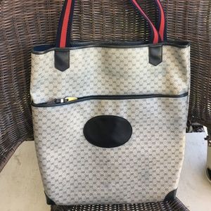 Gucci Vintage Tote Navy LG Excellent Prof Refurb